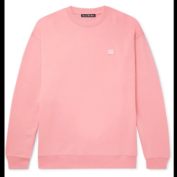 ACNE STUDIOS Forba Face Logo Pink Sweatshirt XS Oversized (Fits M) - Picture 2 of 8
